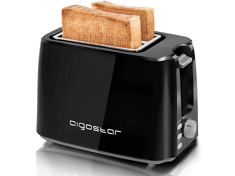 AIGOSTAR 504830 Warrior 30JRL Toaster 2 Scheiben Schwarz (750 Watt, Schlitze: 2) | Toaster