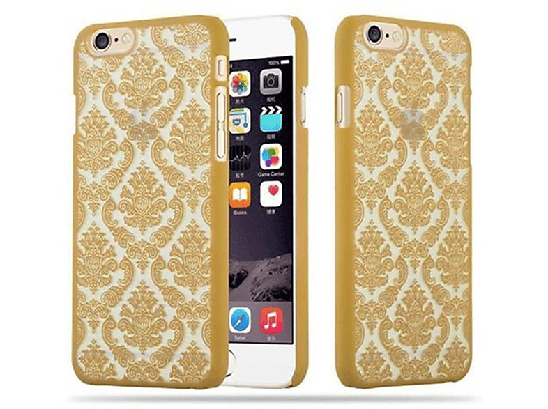 CADORABO Hülle Hard / Henna in Apple, GOLD 6 Blumen Backcover, 6S, Paisley Design, Case iPhone