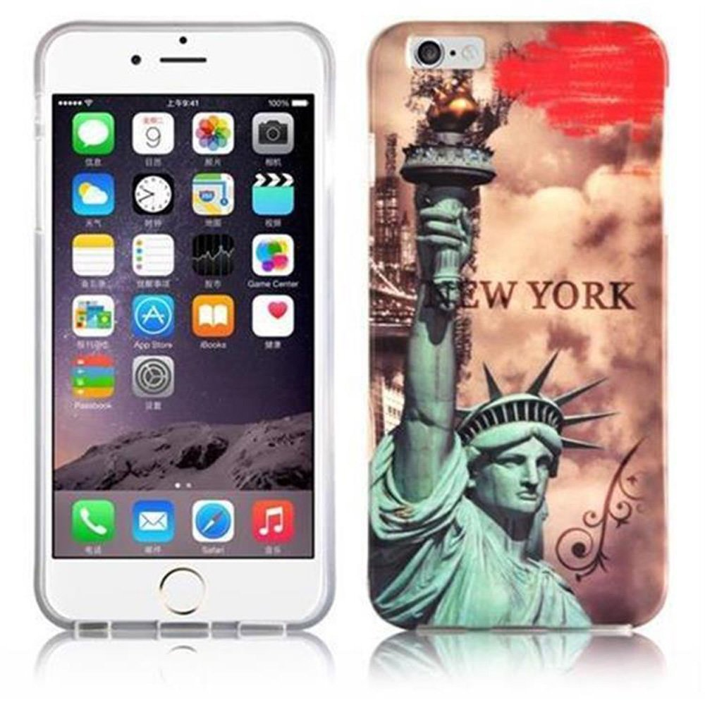 PLUS, FREIHEITSSTATUE CADORABO iPhone 6 PLUS YORK Apple, im Hard Hülle Backcover, - Case / Design, trendigen 6S NEW Schutzhülle