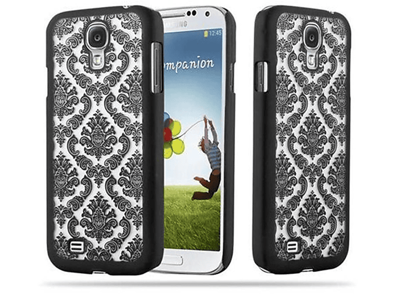 CADORABO Hülle Hard Design, Backcover, Henna Paisley Blumen in Samsung, Case SCHWARZ Galaxy S4