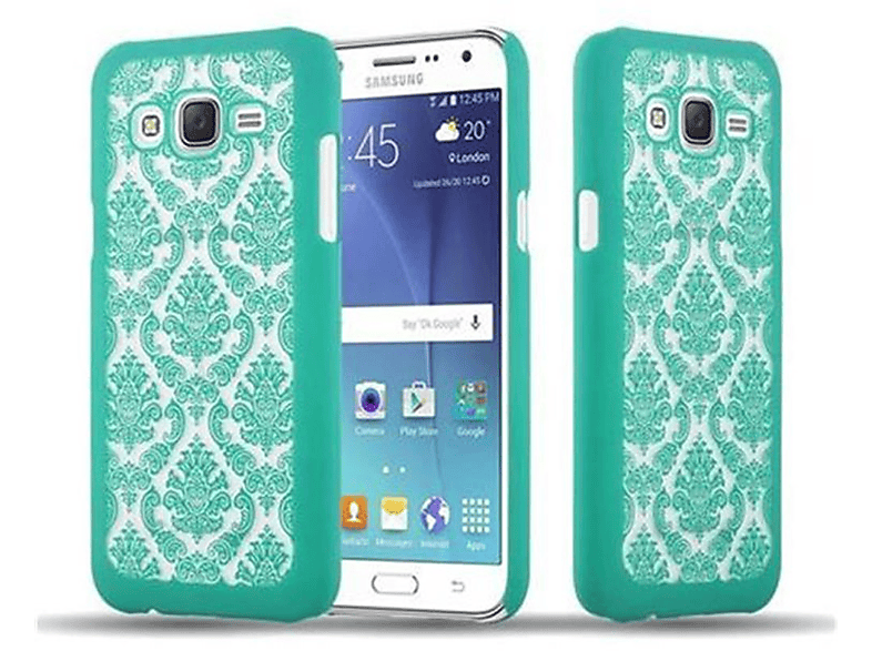 Galaxy CADORABO Hülle J5 Samsung, Blumen Hard GRÜN Backcover, Case Henna Paisley 2015, Design, in