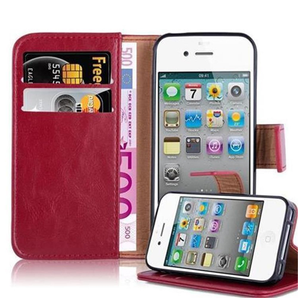 Apple, / 4S, ROT Bookcover, Luxury Hülle iPhone Style, 4 Book WEIN CADORABO