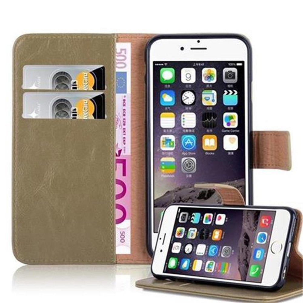CADORABO Hülle Luxury Book Apple, 6 6S, Bookcover, BRAUN CAPPUCCINO / iPhone Style