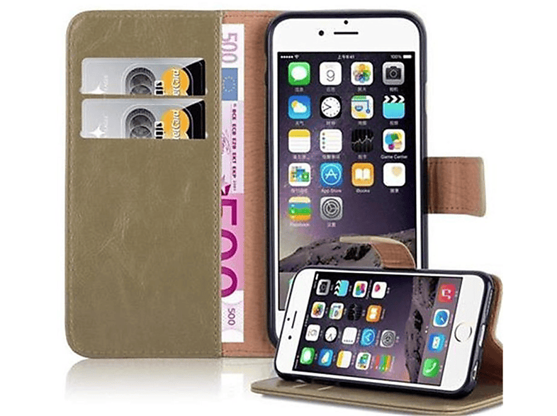 CADORABO Hülle Luxury Book Style, Bookcover, Apple, iPhone 6 / 6S, CAPPUCCINO BRAUN