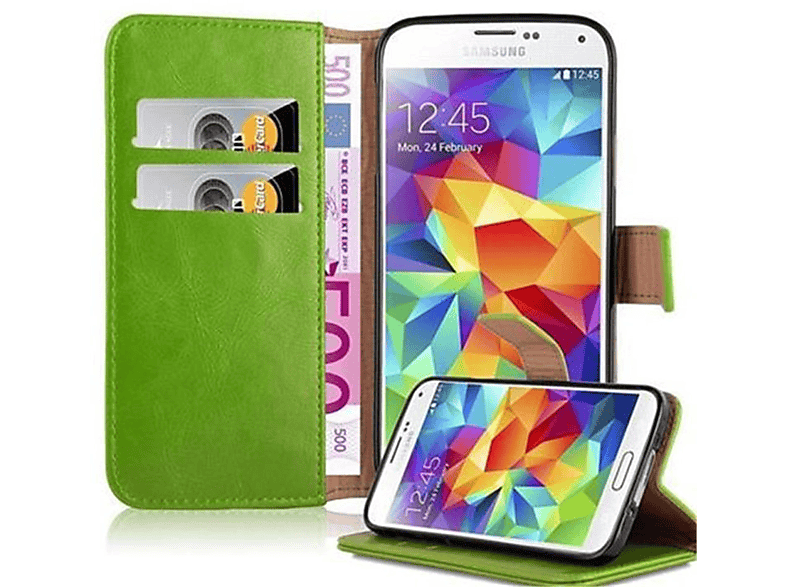 Bookcover, / Book GRAS Style, GRÜN NEO, CADORABO Luxury Galaxy S5 Hülle S5 Samsung,