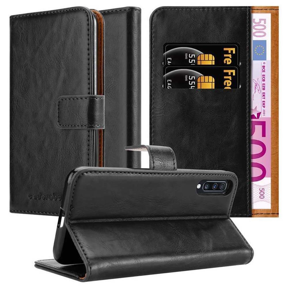 Samsung, GRAPHIT Hülle A70 Bookcover, CADORABO Luxury Galaxy SCHWARZ / Style, Book A70s,