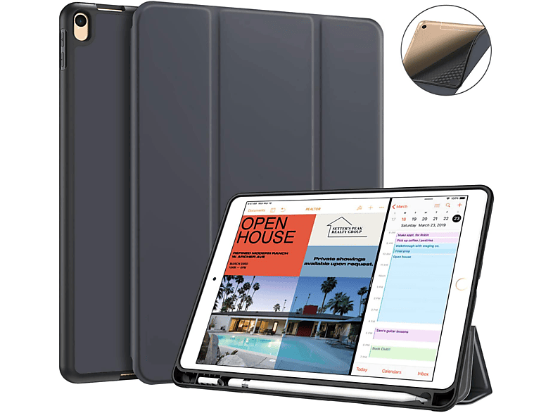 FINTIE Hülle, Bookcover, Apple, iPad Air 10.5 Zoll 2019 (A2152/A2153/A2123), iPad Pro 10.5 Zoll 2017 (A1701/A1709), Himmelgrau