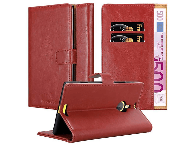 CADORABO Book Style, Lumia Nokia, ROT WEIN 1520, Luxury Bookcover, Hülle
