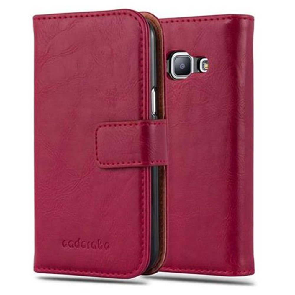 2015, Book Hülle Galaxy WEIN Samsung, Bookcover, J1 Luxury CADORABO ROT Style,