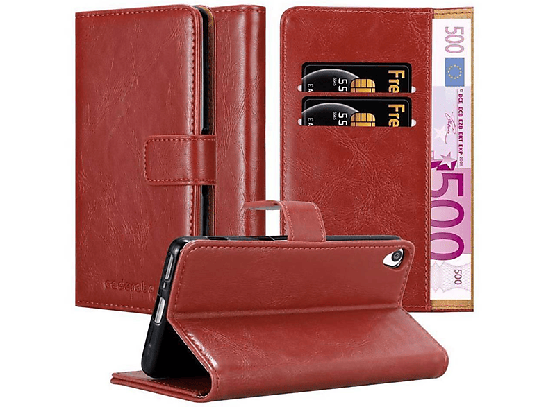 CADORABO Hülle Luxury Book Style, Bookcover, Sony, Xperia XA, WEIN ROT