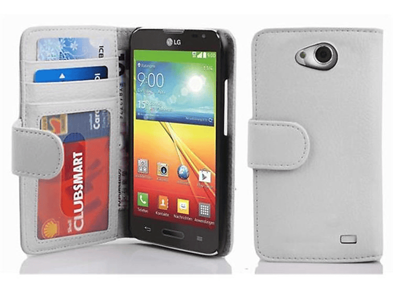 CADORABO Book Hülle LG, WEIß L70 MAGNESIUM SIM), mit Bookcover, Standfunktuon, Kartenfach (1