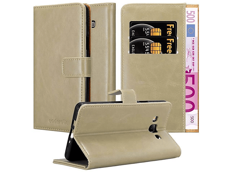 Style, Samsung, Hülle Book Galaxy 2015, BRAUN Luxury A7 Bookcover, CAPPUCCINO CADORABO