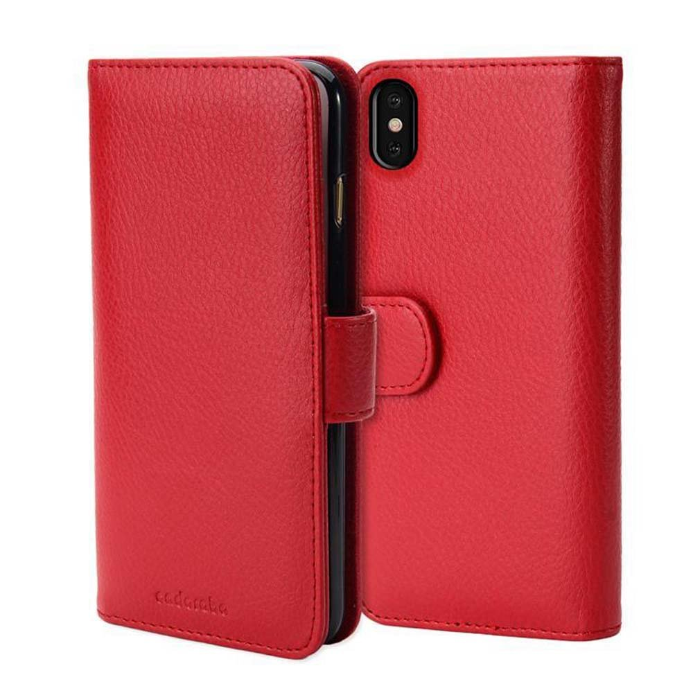 CADORABO Book iPhone XS, ROT Apple, / X Hülle mit Bookcover, INFERNO Standfunktuon, Kartenfach