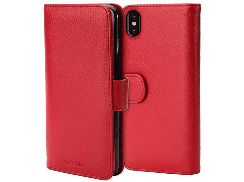 CADORABO Book iPhone XS, ROT Apple, / X Hülle mit Bookcover, INFERNO Standfunktuon, Kartenfach