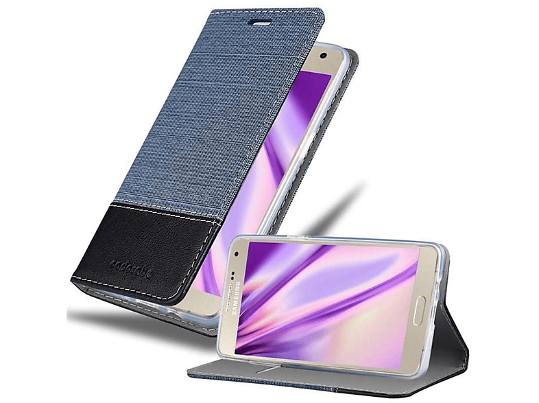 Samsung, Jeans Galaxy Bookcover, SCHWARZ BLAU Style, 2015, DUNKEL Book A7 im Schutzhülle CADORABO