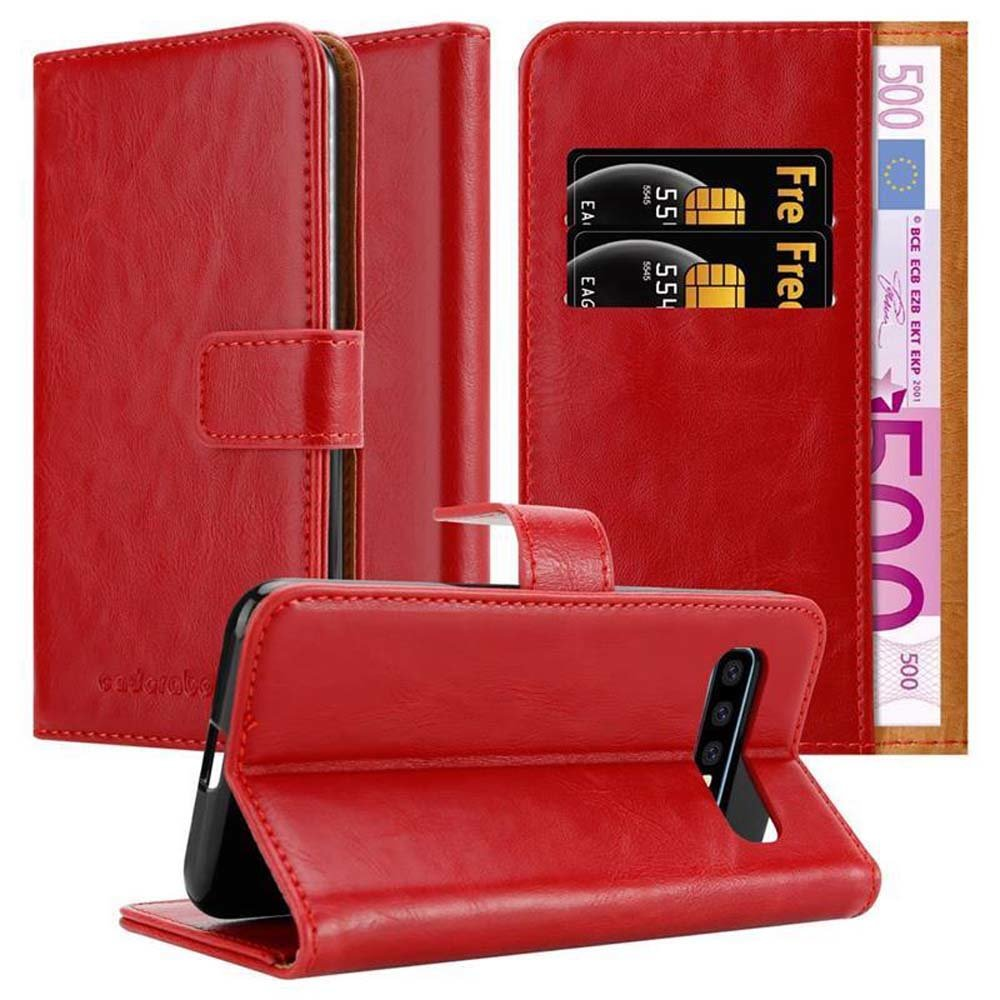 CADORABO Hülle Luxury Book Style, PLUS, Bookcover, S10 Galaxy WEIN Samsung, ROT