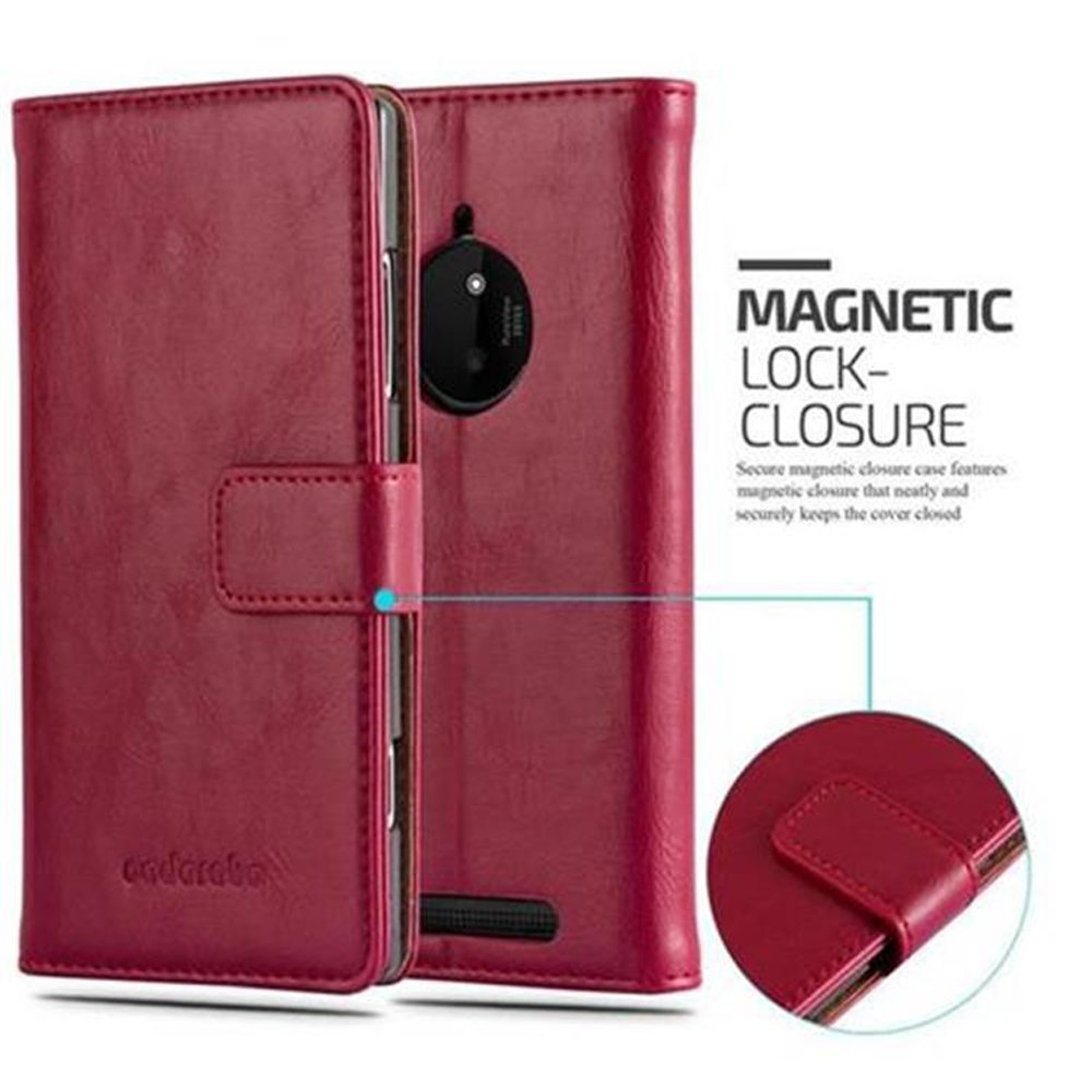 CADORABO Hülle Luxury Book Nokia, Bookcover, ROT Lumia WEIN Style, 830