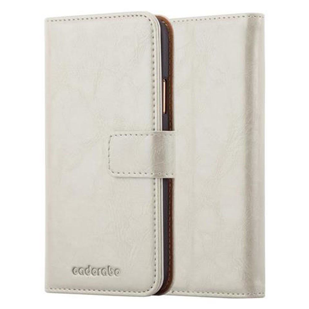 CADORABO Hülle Luxury XS, X Style, BRAUN iPhone Book / Apple, CAPPUCCINO Bookcover