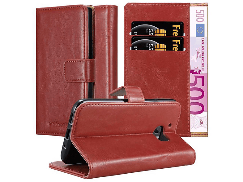 CADORABO Hülle Luxury Book Style, ONE WEIN ROT Bookcover, HTC, M10