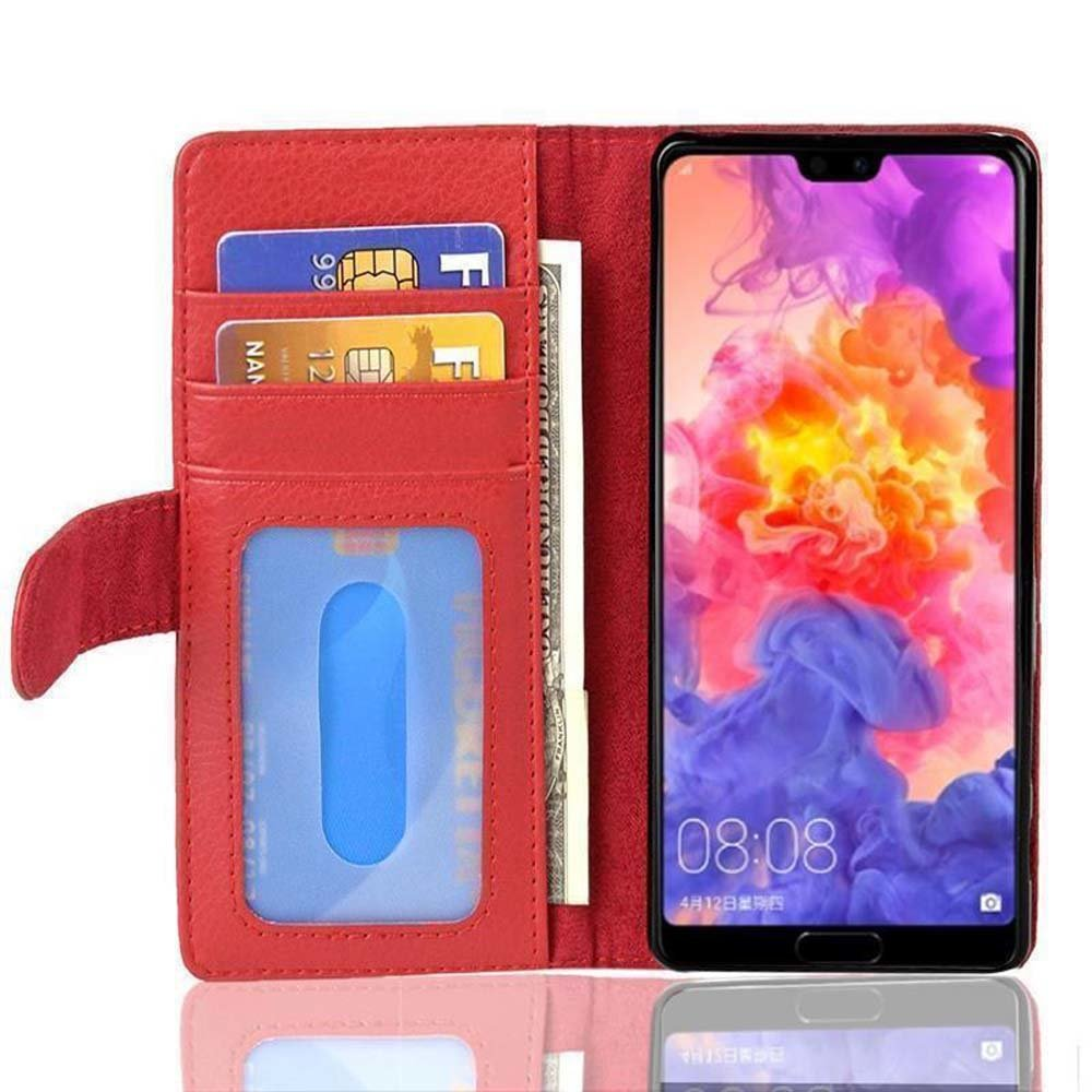 Standfunktuon, / ROT mit Book PRO P20 Bookcover, Huawei, P20 PLUS, Hülle INFERNO Kartenfach CADORABO