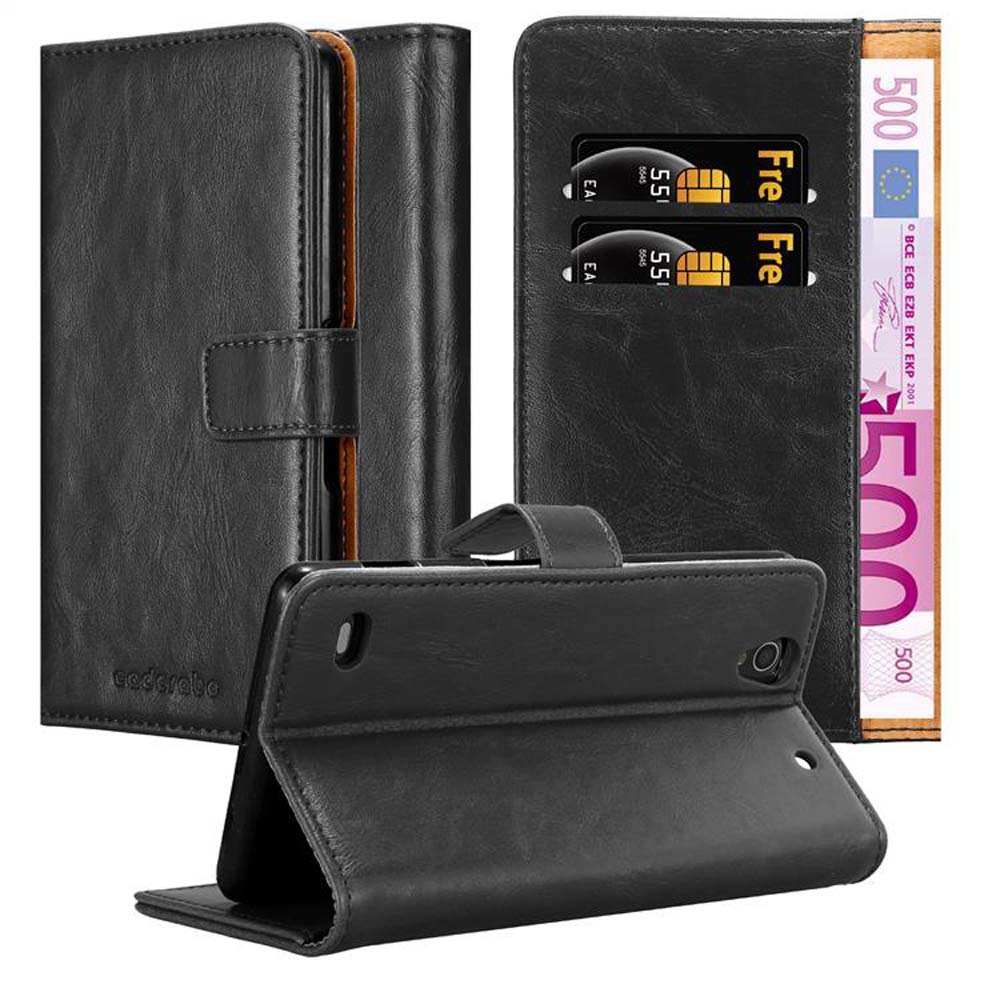Book Sony, GRAPHIT Xperia CADORABO C4, Luxury Hülle SCHWARZ Style, Bookcover,