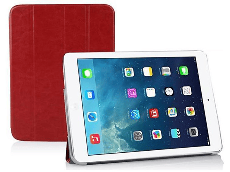 CADORABO Tablet Hülle Ultra Dünne Schutzhülle mit Auto Wake Up und Standfunktion Tablethülle Bookcover für Apple Kunstleder, ZINNOBER ROT