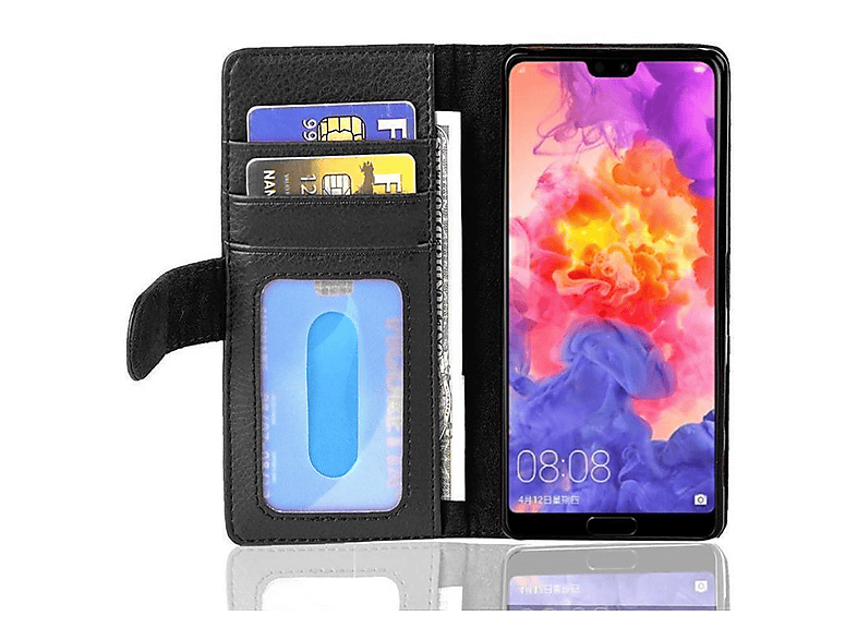 Custodia A Portafoglio In Pelle Per Huawei P20 Pro: Con Chiusura Magnetica, Slot Carte E Supporto, Colore Luna