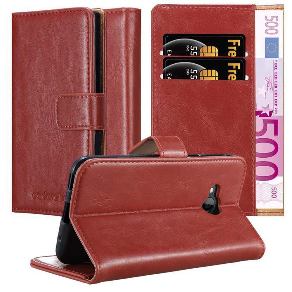 CADORABO Hülle Luxury Book Style, Bookcover, U ROT HTC, WEIN PLAY