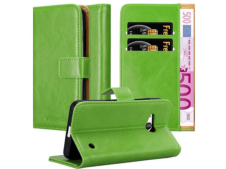 CADORABO Hülle Luxury Book Style, Bookcover, Nokia, Lumia 550, GRAS GRÜN