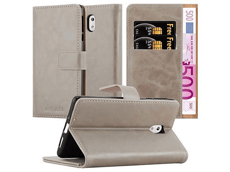 CADORABO Hülle Luxury Book Style, Bookcover, Nokia, 3 2017, CAPPUCCINO BRAUN