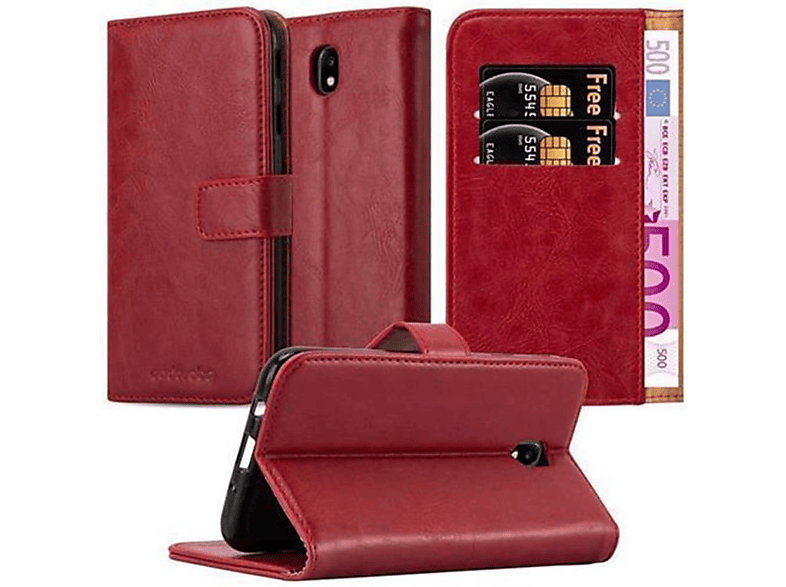 CADORABO Luxury Book Stlye Cover, Bookcover, Samsung, Galaxy J5 2017, WEIN ROT