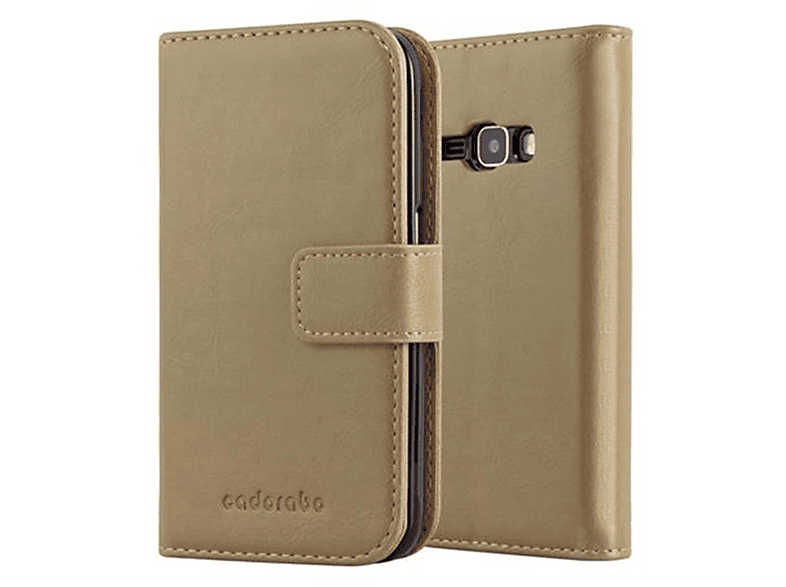CADORABO Hülle Luxury Book Style, Bookcover, Samsung, Galaxy J1 2016, CAPPUCCINO BRAUN