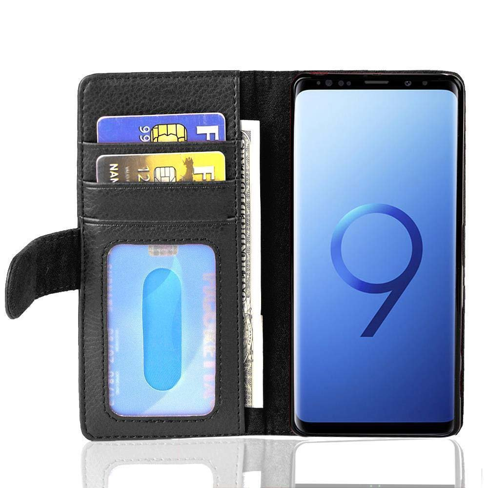 Kartenfach Samsung, mit S9, Standfunktuon, SCHWARZ Hülle Galaxy CADORABO Book OXID Bookcover,