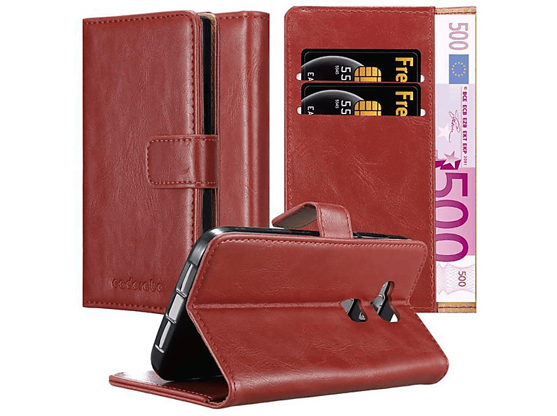 PLUS G7 Huawei, Book Hülle ASCEND ROT Bookcover, / CADORABO Style, Luxury WEIN / G8 GX8,