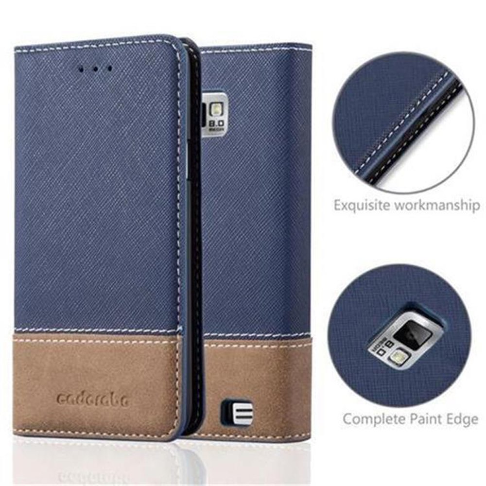 cadorabo Book Case works with LG G2 MINI in DARK BLUE BLACK - with Magnetic Closure, Stand Function and Card Slot - Wallet Etui Cover Pouch PU Leather