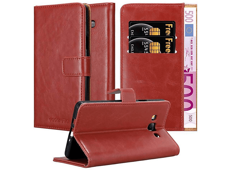 CADORABO Hülle Luxury Book Style, Bookcover, Samsung, Galaxy A7 2015, WEIN ROT