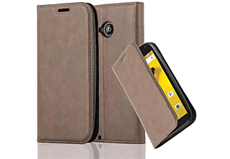 carcasa de móvil Funda libro para Móvil - Carcasa protección resistente de estilo libro;CADORABO, Motorola, MOTO E2, 80 café