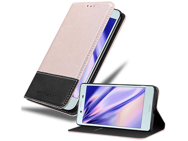 CADORABO Kunstleder Hülle, Bookcover, COMPACT, ROSÉ Sony, SCHWARZ Xperia GOLD X