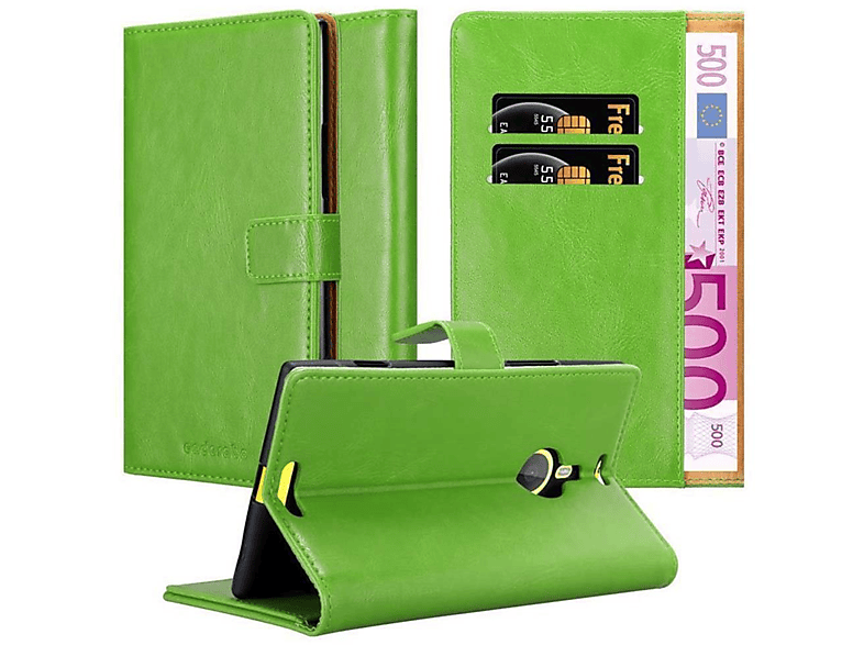 CADORABO Hülle Luxury Book Style, Bookcover, Nokia, Lumia 1520, GRAS GRÜN