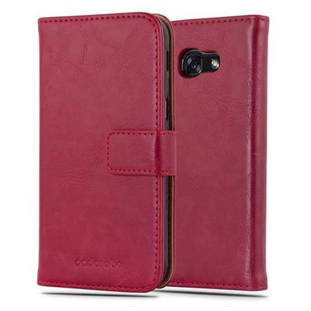 Luxury CADORABO Bookcover, Book 2017, Style, ROT WEIN Samsung, Galaxy A3 Hülle