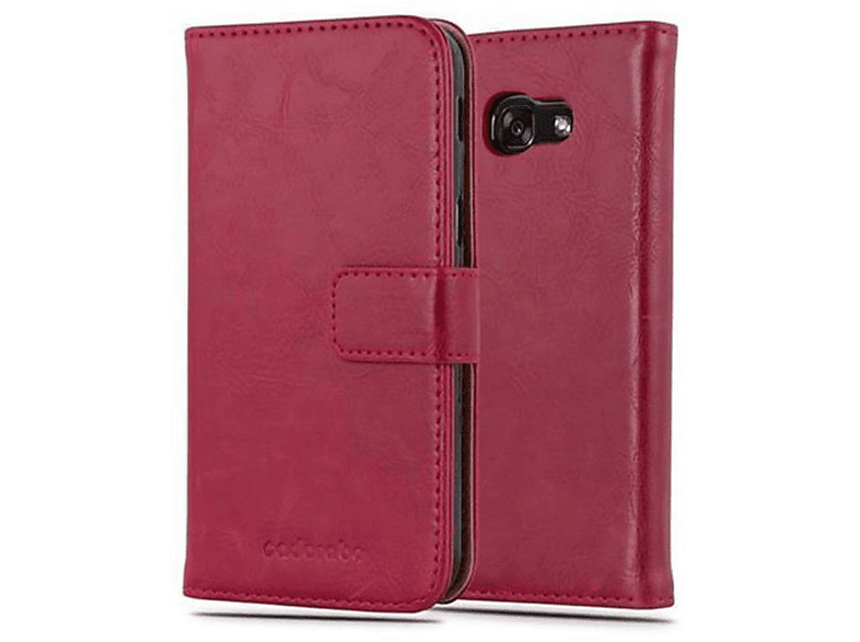 Luxury CADORABO Bookcover, Book 2017, Style, ROT WEIN Samsung, Galaxy A3 Hülle