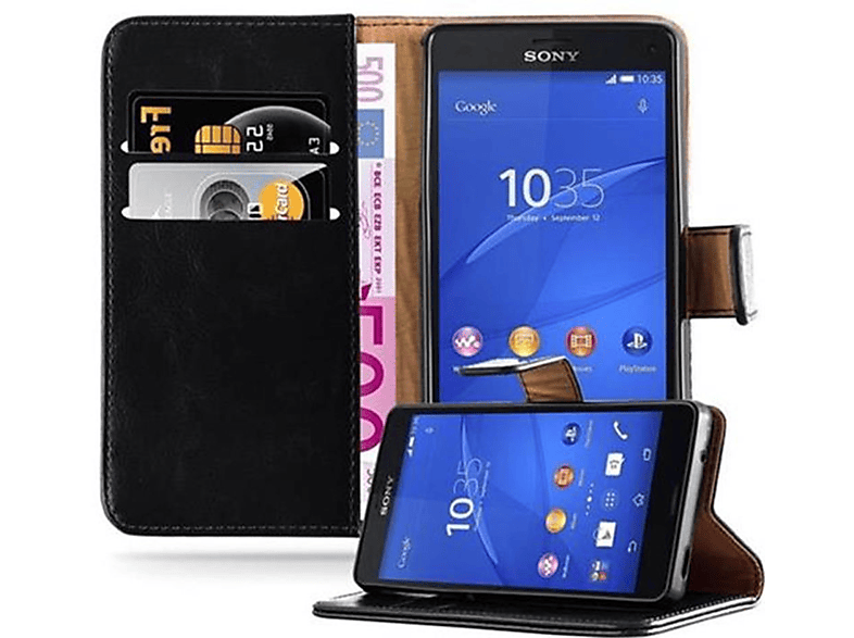 CADORABO Hülle Luxury Book Style, Bookcover, Sony, Xperia Z3 COMPACT, GRAPHIT SCHWARZ