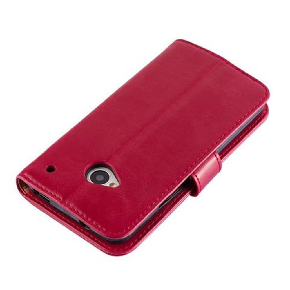 CADORABO Hülle Luxury Book M7, WEIN ROT Bookcover, HTC, Style, ONE