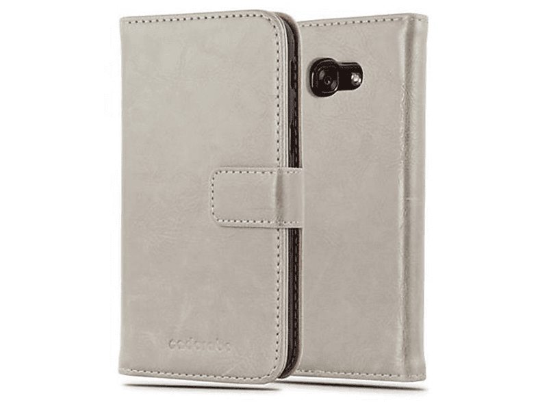 CADORABO Hülle Luxury Book Style, Bookcover, Samsung, Galaxy A3 2017, CAPPUCCINO BRAUN