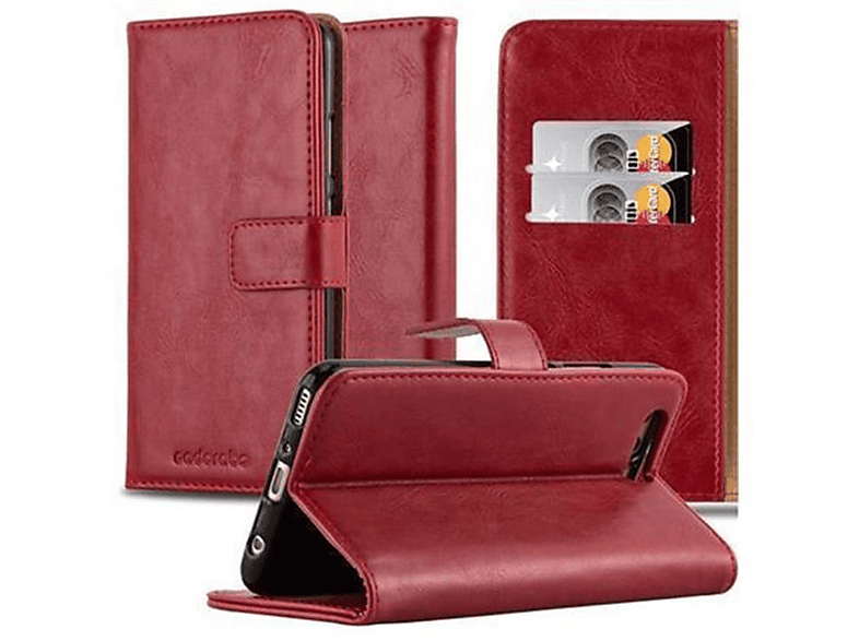 PLUS, Huawei, P10 Hülle Bookcover, Book Style, CADORABO Luxury ROT WEIN