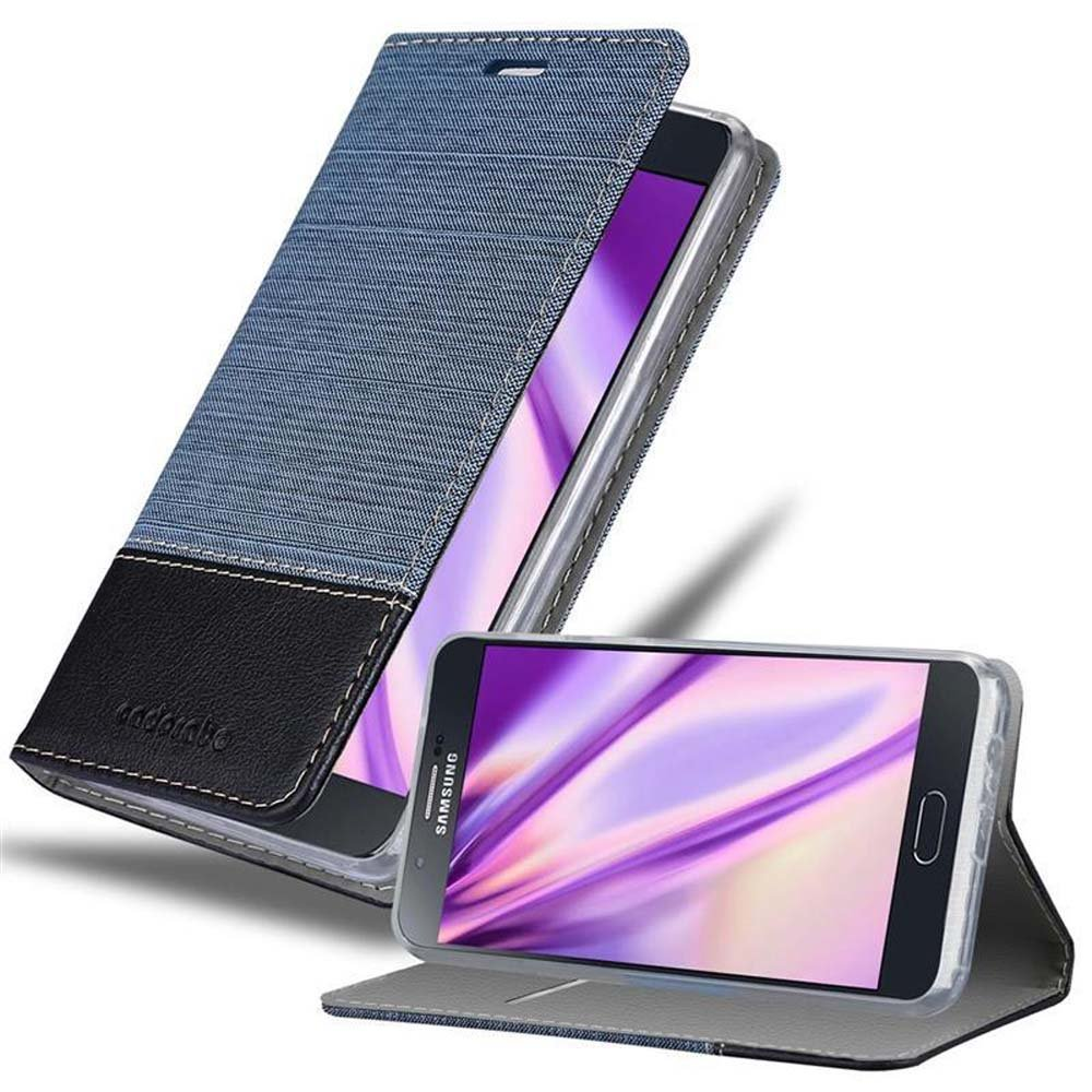 CADORABO Schutzhülle im Style, Galaxy Book Jeans BLAU 2015, A8 DUNKEL Bookcover, SCHWARZ Samsung