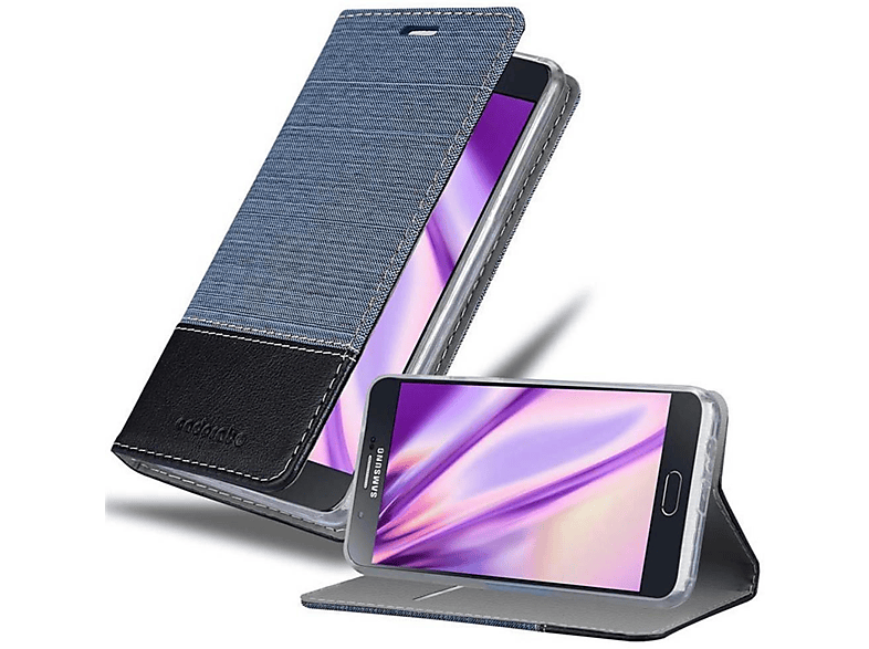 CADORABO Schutzhülle im Style, Galaxy Book Jeans BLAU 2015, A8 DUNKEL Bookcover, SCHWARZ Samsung