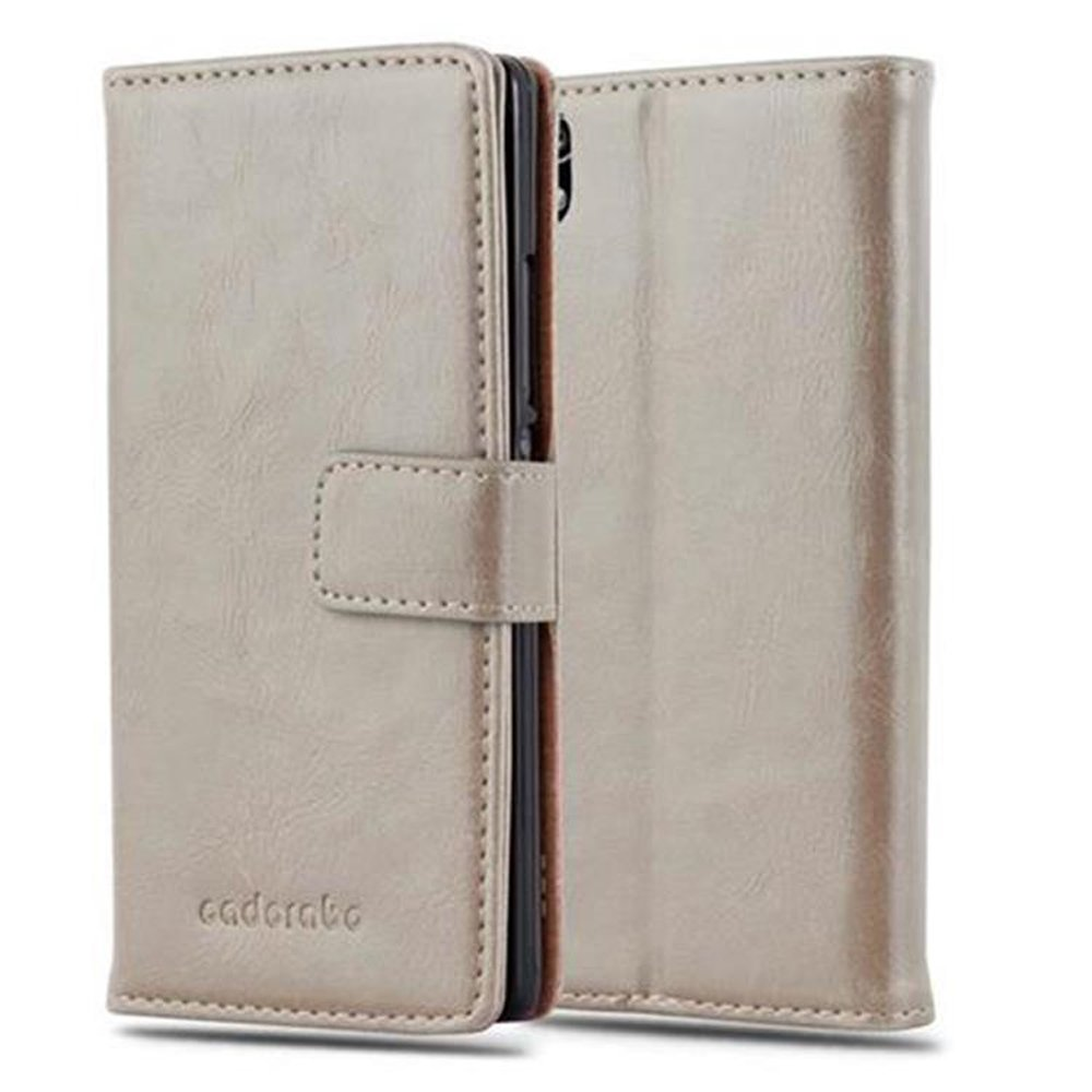 Luxury Bookcover, Hülle ASCEND Style, Book P7, CAPPUCCINO CADORABO BRAUN Huawei,