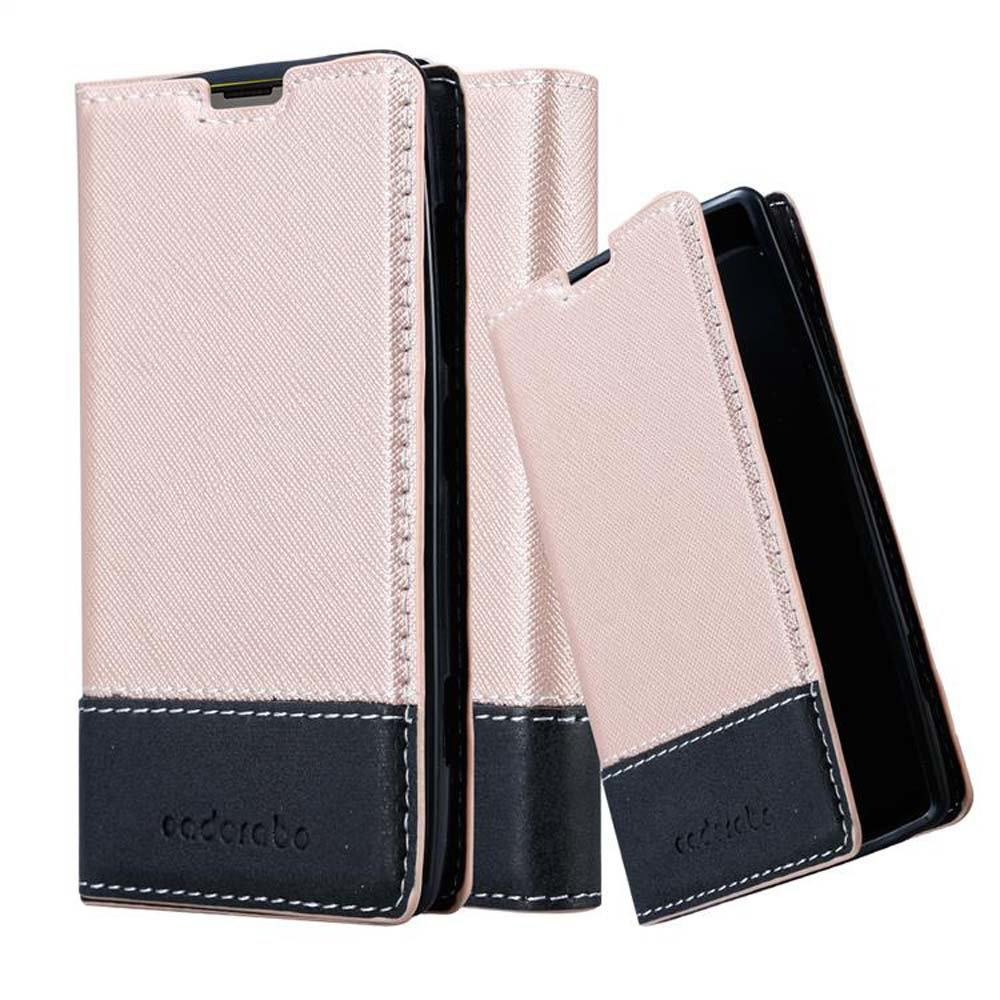 Hülle, Kunstleder / Bookcover, Nokia, SCHWARZ ROSÉ Lumia CADORABO 521, GOLD 520