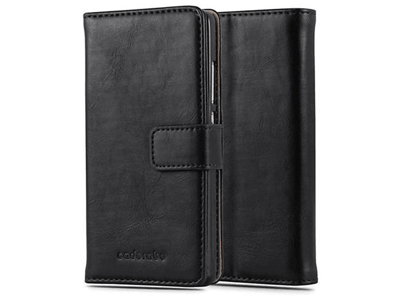 CADORABO Hülle Luxury Book Style, P8 Bookcover, 2015, Huawei, LITE SCHWARZ GRAPHIT